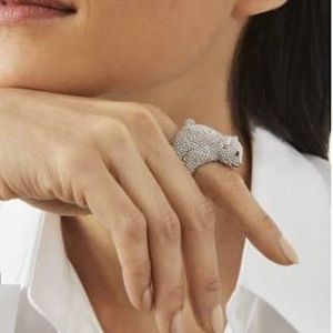 KATE SPADE ARCTIC FRIENDS POLAR BEAR PAVE RING 7